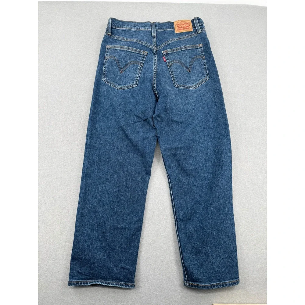 Levis Ribcage Straight Ankle Jeans Womens 30 (30x27) Retro Blue Denim High Rise